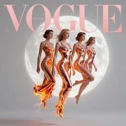 3 d, flowning fashion model, flame, liquid rose gold, moon light, morning, vogue cover style, poster art, high detail, intricate oil painting, multiple exposure, heaven mood, hyperrealism, 3 d, by tooth wu and wlop and beeple and greg rutkowski