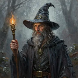 a painting of a soaking wet wizard, detailed, trending on artstation