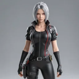 Render of Vergil from the game Devil May Cry as a woman, highly detailed, trending on artstation, unreal engine 4k, character design sheet