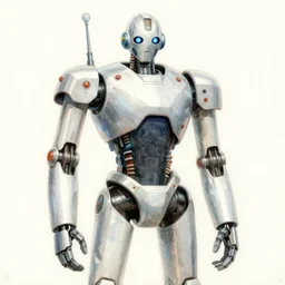 drawing of the robot from metropolis by paul kidby