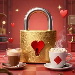 epic professional digital art of 😏 🔐 ♦ ☕, retro, fantastic, detailed, wow