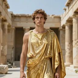 a radiant, extreme long shot, photography of a 2 0 year old caucasian male being chosen by the capricorn gold cloth from knights of the zodiac inside the old temple of athena greece, 4 k high resolution, detailed picture, photoshopped, award winning photo, deep depth of field, f / 2 2, 3 5 mm make all elements sharp, at golden hour, light academia aesthetic, by gregory crewdson
