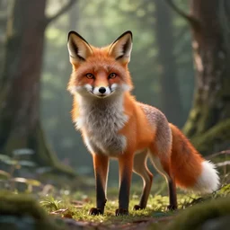 a medieval anthropomorphic fox with a fluffy tail in a forest, backlighting, cgi, rendered in unreal engine, trending on artstation