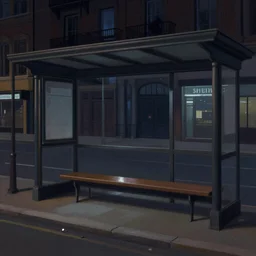 dark city bus stop, painted by kinkade,very detailed,ArtStation