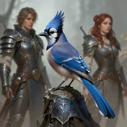 woman on an armored blue jay, art by artgerm and greg rutkowski and magali villeneuve, d & d, fantasy, highly detailed, digital painting, trending on artstation, concept art, sharp focus, illustration