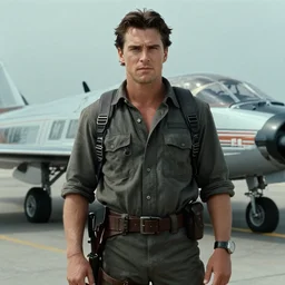 film still of Christian Bale as Maverick in Top Gun 1986