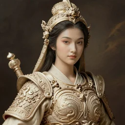 Apsaras warrior ,traditional Chinese textures, hyper detailed, by Brook Shaden,