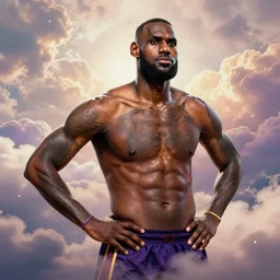 a portrait of Lebron James, luxuriant, dreamy, eternity, romantic, strong pose, highly detailed, in the style of Franz Xaver Winterhalter, highly detailed, in the style of Aetherpunk