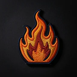 a photo of a retro minimalist clean fire flame warning embroidered patch
