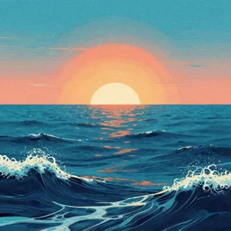the sea, epic retrowave art, trending on art station
