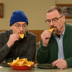 jesse pinkman eating nachos with walter white, 4 k