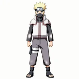 shinobi, in style manga naruto, full body, 4 k, expressive, black outline, armor details