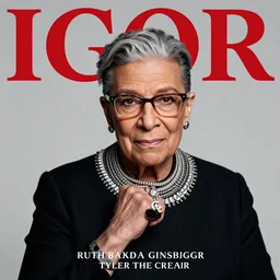 ruth bader ginsburg on the cover of igor by tyler the creator, album artwork