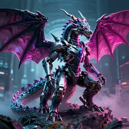 cyberpunk dragon, art by greg rutkowski, neon, cyborg.