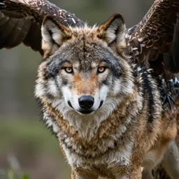 a wolf eagle!! hybrid, bold natural colors, masterpiece, trending on artstation, photograph h - 6 4 0