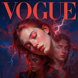 3 d, sci - fi, morning, sleepy fashion model face, sun, neon, cinematic, lightning clouds, vogue cover style, poster art, deep red and deep blue mood, realistic painting, intricate oil painting, high detail, figurative art, multiple exposure, poster art, 3 d, by tooth wu and wlop and beeple and greg rutkowski