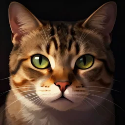 close up of a cat's face, dramatic lighting, illustration by Greg rutkowski, yoji shinkawa, 4k, digital art, concept art, trending on artstation