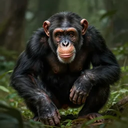 an chimpanzee lurking in the shadows, digital painting, stunning, hyper-detailed