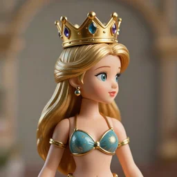 closeup profile portrait of tin toy fairytale princess wearing a crown, bikini, depth of field, zeiss lens, detailed, symmetrical, centered, fashion photoshoot, by nicoletta ceccoli, mark ryden, lostfish, breathtaking, 8 k resolution, extremely detailed, beautiful, establishing shot, artistic, hyperrealistic, octane render
