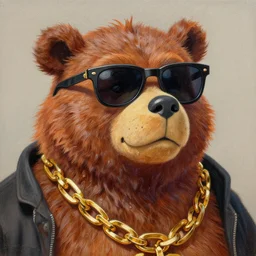 a very detailed, 4 k, painting of freddy fazbear wearing shades and a gold chain