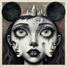 a deadly day at disneyland, perfect eyes, detailed faces, outsider art, esoteric art,