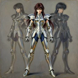 full body girl metal armor painting by gaston bussiere, yoji shinkawa, tsutomu nihei