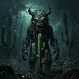 🌵 as a monster, art style, scary atmosphere, nightmare - like dream