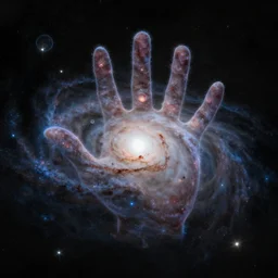 hand-shaped galaxy, taken by a telescope, 4K, 8K, Universe, HDR, digital art