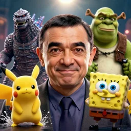 mr. bean godzilla yoda donkey kong pikachu yeti shrek spongebob homer groot in gears of war, splash art, movie still, detailed face, photorealistic facial features, cinematic lighting, dramatic, octane render, long lens, shallow depth of field, bokeh, anamorphic lens flare, 8 k, hyper detailed, 3 5 mm film grain