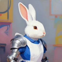 greg manchess portrait painting of partially armored white rabbit from alice in wonderland as overwatch character, medium shot, asymmetrical, profile picture, organic painting, sunny day, matte painting, bold shapes, hard edges, street art, trending on artstation, by huang guangjian, gil elvgren, ruan jia, randy vargas, greg rutkowski