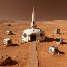 Mars base, a colony of the planet Mars, trending on artstation, 30mm, by Noah Bradley