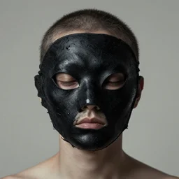 an alien entity wrapped around someone's face so that it looks like a black mask. art by peter mohrbache.