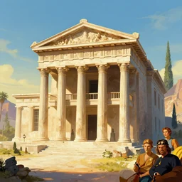 STAR TREK house architecture designed in ancient Greece, (SFW) safe for work, photo realistic illustration by greg rutkowski, thomas kindkade, alphonse mucha, loish, norman rockwell