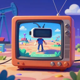 metaverse oil and gas company game, virtual reality, old monitor, 1 9 8 1, vaporwave