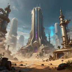 a beautiful ultradetailed rendering of city architecture industrial architecture wasteland by richard rogers, scumm bar magic realism cgsociety sea desert atlantis postcyberpunk fantasy elysian hyperrealism galactic dramatic lighting vaporwave, archdaily, wallpaper, highly detailed, trending on artstation.