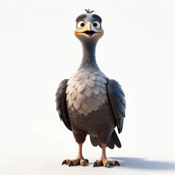 roc giant bird, stylized pixar-style 3d render, full body, standing, isolated on a pure white background, centered, whole figure in frame, sharp focus, studio lighting