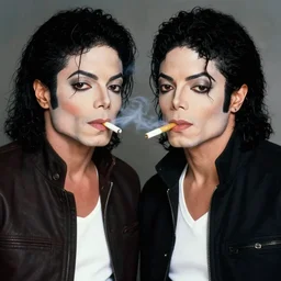 a photograph of michael jackson smoking a joint with megan, 4 k
