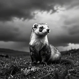 minimal geometric ferret logo by karl gerstner, monochrome, centered