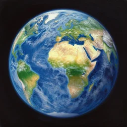 oil painting of full round planet earth from space, octane rendering, trending on artstation, by, studio ghibli, michael whealan and james gurney