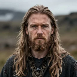 incredibly realistic, too detailed portrait of the icelandic man with long hair, centered portrait, octane render, bump mapping, global illumination, unreal engine 5, 8 k, bokeh, d & d digital art, mark ryden, rob gonsalves