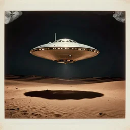 ufo flying over the desert at night, old picture, declassified,