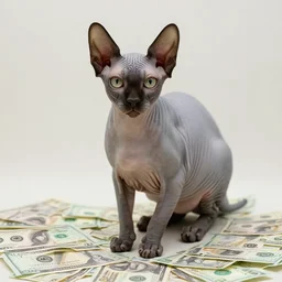 sphynx cat at money bill