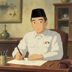 jokowi drawing in studio ghibli style