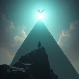 by olivia de berardinis and susan heidi, visually stunning, cinematic, ultra realistic, hyper realism, 1 2 k, epic, octane render, unreal engine, vfx, maya, cosmic bloom : an artificial neural network machine, a small winged creature lands on the very top of the monolith : strong dmt vibes, cowboy plague doctor : kitesail cleric