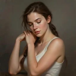 portrait of Lara Croft, dreamy and ethereal, expressive pose, peaceful expression, elegant, highly detailed, digital painting, artstation, concept art, smooth, sharp focus, by Alberto Vargas