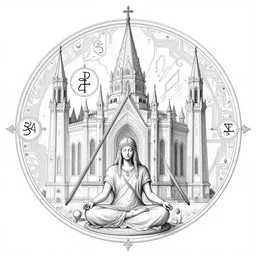masonic temple, esoteric art, highly detailed, technical, meditation, blasphemy, paganism, heathenry, magick, technology, sigils, circuitry, norman lindsey, rosaleen norton,