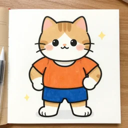 a bodybuilder cat cartoon drawing