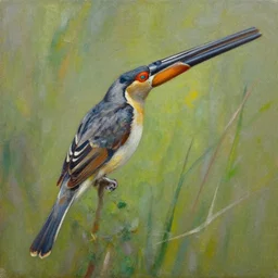 great snipe, oil painting, colorful, oil in canvas