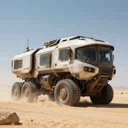 SciFi industrial futuristic Brutalism brutalistic huge carrying vehicle desert