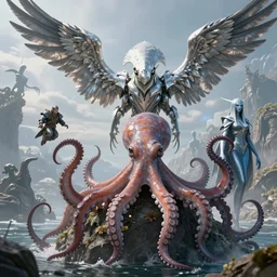 by artgerm and agostino arrivabene, visually stunning, cinematic, ultra realistic, hyper realism, 1 2 k, epic, octane render, unreal engine, vfx, maya, acquisition octopus, edgewall inkeeper, silverwing squaldron, galedrifter, hightide hermit, merfolk falconer, silvergill adept